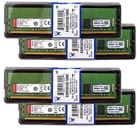 Kingston Memory Bundle with 64GB (4 x 16GB) DDR4 PC4-19200 2400MHz Memory DIMMs Compatible with Dell PowerEdge T330, R230, R330 Servers