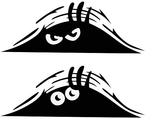 TOMALL 2 STÜCKE Peeking Monster Scary Eyes Autoaufkleber Peeking Elf Autoaufkleber Wasserdichter Autoaufkleber Smile and Anger Autoaufkleber Schwarz für Autofenster Stoßstange Laptop Motorrad