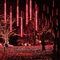 LED Meteorschauer Lichterkette Solar, DINOWIN 8 Tubes 288 LED Wasserdicht Schneefall Lichterkette Meteorschauer Regen Lichter für Festival Hochzeit Garten Baum Dekoration (Rot)