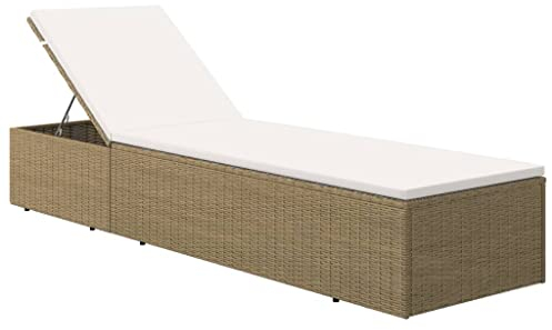 vidaXL Sonnenliege Gartenliege Liegestuhl Relaxliege Gartenmöbel Liege Saunaliege Strandliege Rattanmöbel Poly Rattan Braun Cremeweiß