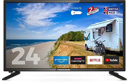 Ferguson XSTR0242-12 Volt 24 inch Smart 12-volt LED TV with streaming Apps Netflix, Prime Video, Disney+, BBC iPlayer, ITV Hub, etc, Made in the UK