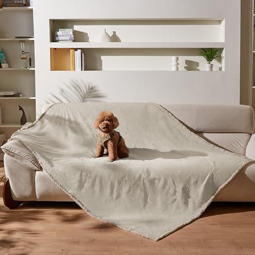 Kritter Planet Hundedecke Wasserdicht, Liebesdecke Sex Decke Wasserdicht, Waschbar Kuscheldecke Sofaschutz Tagesdecke für Sofa Autositz Couch Bett, XL 150x200cm Große Decke, Kamel/Taupe