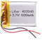 Batería 403040 LiPo 3.7V 500mAh 1.85Wh 1S 5C Liter Energy Battery para Electrónica Recargable teléfono portátil vídeo smartwatch Reloj GPS - No Apta para Radio Control 42x30x4mm (500mAh|403040)