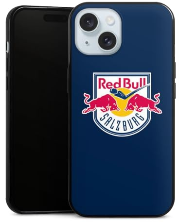 Slim Case extra dünn kompatibel mit Apple iPhone 15 Silikon Handyhülle schwarz Hülle EC Red Bull Salzburg Offizielles Lizenzprodukt Eishockey