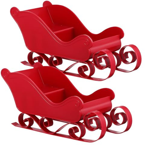 COOLHIYA 2 STK Weihnachtsschlitten Desktop-weihnachtsschmuck Weihnachtstischschlitten Weihnachtsmannschlitten Kaminsims-dekor Weihnachten Santa Schlitten Plastik Esstisch Weihnachtskarte