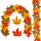 Oairse 2er-Set Künstliche Herbstgirlande Ahornblatt Herbstlaub Thanksgiving Heimdekoration Indoor Outdoor Dekoration für Hausgarten Hochzeit Kamin Party, Erntedankfest, Autumn Decor, Gelb, 182cm