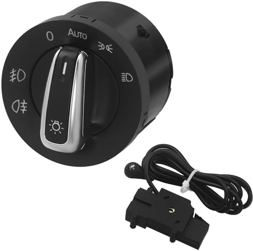 Aiyomi Lichtschalter Scheinwerfer Mit Lichtsensormodul für Golf MK6 5 Jetta Passat B6 3C Tiguan Caddy Eos, Auto Scheinwerferschalter Zubehör 5ND941431B
