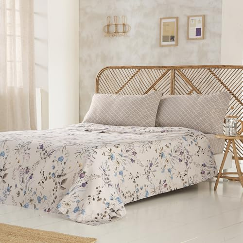 COTTON ARTean Bettwäsche-Set, 90 x 190/200 cm, Baumwollsatin, Fadenzahl 200, Beige, 3-teilig: Bettbezug, 1 Kissenbezug, Spannbettlaken
