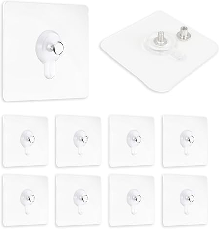UBRAVE 10 Pezzi Appendi Quadri Senza Chiodi Ganci, Ganci Adesivi Per Quadri Muro, Ganci Autoadesivi Per Quadri Trasparenti,No Foratura, Per Orologio, Foto, Pittura (6 * 6 CM)
