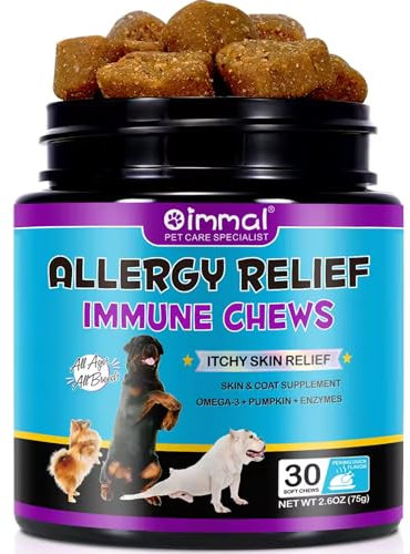 Sanrik Dog Allergy Relief Chews, Allergy Tablets for Dogs, Itch Remedies for Dogs with 30 pcs, Dog Anti Itchy Skin Relief, Immunity Treats for All Dogs