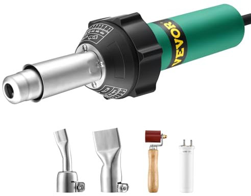 VEVOR - Saldatore di plastica ad aria calda, pistola a torcia ad aria calda da 1600 W, 166-1400 °F PVC TPO pistola termica in vinile, kit di saldatura in plastica per coperture con 4 accessori,