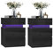 PIPIPOXER 2er Set Nachttisch mit LED-Beleuchtung, Nachttisch Schwarz Hochglanz Beistelltisch, Einstellbare Farben, Sofatisch 3 Schubladen, Nachtschrank Schlafzimmer, 35x40x55cm, Schwarz