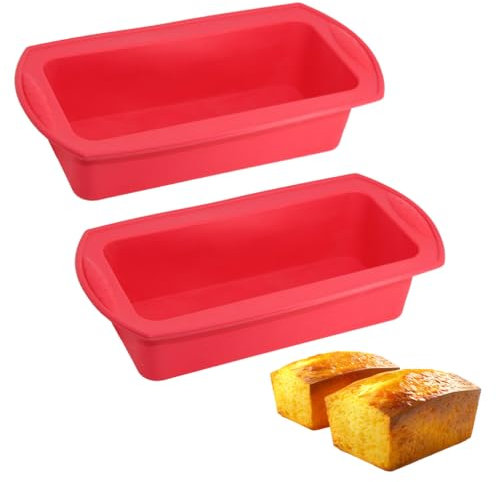Silicone Cake Mould, Rectangular Cake Mould, 2 Pieces Loaf Tin, Temperature Resistant & Non-Stick Silicone Loaves Mould for Baking Bread, Cakes, Toasts, Bread Tin for Oven, Freezer(27.5 x 14 x 6.5 cm)