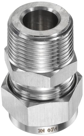 sourcing map Compression Fitting 3/4 Tube OD x 3/4 NPT Male Thread Stainless Steel Straight Coupler Adapter Compression Tube Pipe Fitting Connector for Oil Gas Water