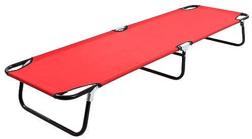 Xichuzi Klappbare Sonnenliege Rot Stahl, Gartenliege, Liegestuhl, Sonnenstuhl, Sonneninsel Outdoor, Liegen, Gartenmöbel, Bäderliege, Relaxliege - 47756
