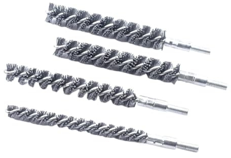 Bore Brush for Drill 4pcs M6 Thread Abrasive Nylon Tube Brushes Deep Hole Internal Cleaning Deburring Wire Valve Component Drill Tool(Hex Shank 10mm)