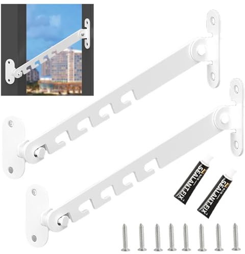 ZMaglorian Kippregler Fenster zum Kleben, 2 Stück Weiß - Fensterfeststeller & Kippschutz für Dreh-Kipp-Fenster, 16.5 cm Länge - Inkl. Montagezubehör ohne Bohren
