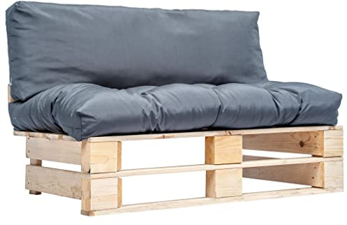 Arborthrum Outdoor-Sofa Paletten mit Kissen in Grau Kiefernholz
