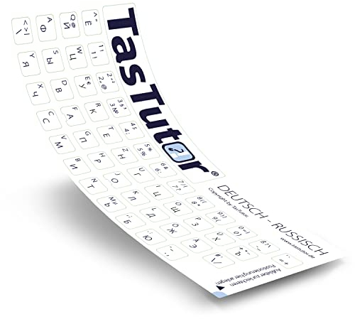 TasTutor Russische Tastaturaufkleber | Tastatur Aufkleber auf russisch, Tastaturbefehle deutsch für Windows und MAC, Buchstaben Tastatur-Sticker für Laptop und Keyboard, PC Zubehör