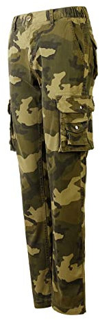 Aeslech Pantalon de travail cargo extensible pour femme Motif camouflage, Camo M, 34