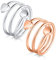 Jeracol Kupfer Magnetringe für Frauen Männer,2 Stück 99% reines Kupfer magnetische Kupferringe mit starken Magneten,verstellbare ring mit einer Geschenkbox(Roségold&Silber)