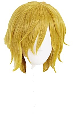 Anime Coser Anime One Piece Perücken Sanji Perücke Kurze Gerade Goldene Gelb Hitzebeständige Synthetische Haarsplay Perücke