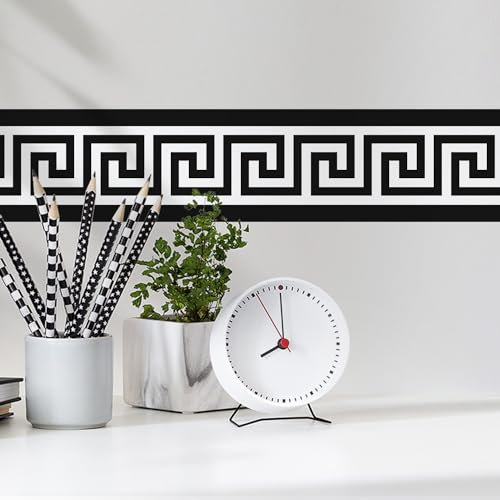 funlife Wallpaper Border Stickers, Self Adhesive Ceiling Molding Borders, Skirting Wall Waist Line for Home DIY Decorative, 10x200cm, Black White