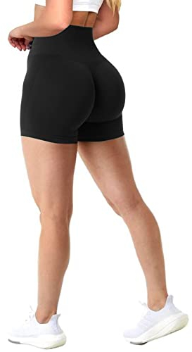 Scrunch Bums Amplity Shorts Gym Shorts für Frauen Nahtlose hohe Taille Radhose Ruched Booty Butt Lifting Shorts für Workout/Yoga/Radfahren/Biker, Anti-Scheuern, Bauchkontrolle, schwarz 1, S/M