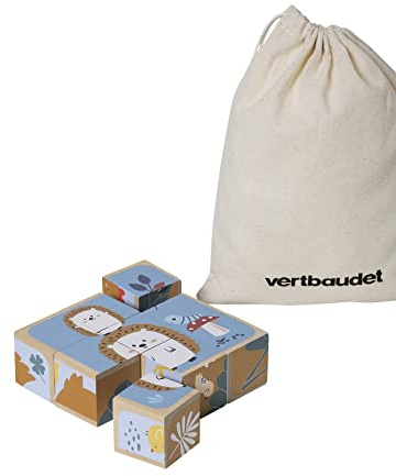 VERTBAUDETBaby Tierpuzzle mit Holzwürfeln FSC®beige