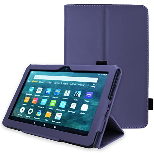 TECHGEAR Neue Amazon Fire HD 8, HD 8 Plus, Kinder, 2024/2022/2020 14. 12. 10. Generation Hülle - PU Leder Slim Hülle mit Ständer und Handschlaufe Schutzhülle Tasche
