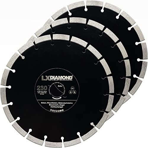 LXDIAMOND 3x Diamant-Trennscheibe 230mm - Diamantscheibe für Beton Mauerwerk Universal - Trennscheibe passend für Bepo FFS 230 Montagefräse Fensterfugenschneider 230 mm - in Profi Qualität