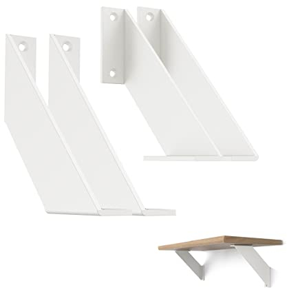 ChasBete Regalträger Weiss Metall Regalhalterung, Regalwinkel Schwerlast 90 Grad Wandregal Regalträger & -stützen, 10cm 4 Stück
