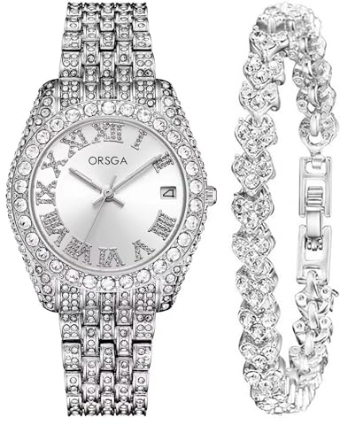 CIVO Armbanduhr Damen Silber Edelstahl Analog Damen Uhr Wasserdicht Klassisch Elegante Kleid Damenuhr Quarz Minimalistische Leuchtend Datum Geschenkset fur Frauen