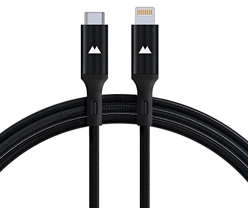 Mous - USB C to Lightning Charging Cable, Nylon Braided Fast Charging for 14/13/12/11 XS XR X 8, iPad, AirPods - 1.5m - Black