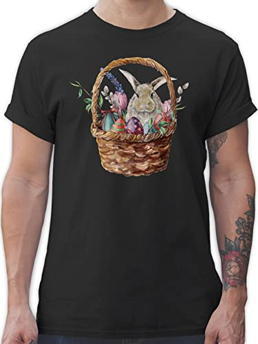 T-Shirt Herren - Outfit - Ostern - Hase - XXL - Schwarz - ostergeschenke Erwachsene Oster kleinigkeit Happy Easter Frohe ostershirt Ostergeschenk Shirt Tshirt Osterhase männer ostermotive osterm