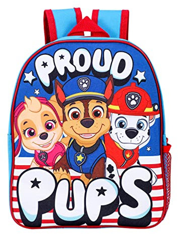 Paw Patrol - Mochila de viaje para niños y niños pequeños con bolsillo lateral de malla, perfecta para niños de 2 a 4 años, Multicolor, M
