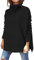 Jhsnjnr Women's Long Sleeve Tops Turtleneck Sweater Oversized Pullover Knitwear Jumpers Black