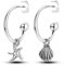 Hapour Silber-Ohrstecker - 925er-Sterlingsilber modische Ohrringe mit baumelnden Creolen und Herz-Design für Frauen und Mädchen als Geschenk (Seestern-Muschel-Ohrringe)