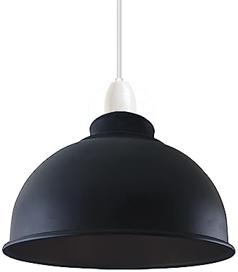 Retro Lampenschirm aus Metall im Vintage Stil für Deckeninsel Hängelampe - Nicht Elektrisch, 21cm Gebogen für Küche Wohnzimmer (Black)