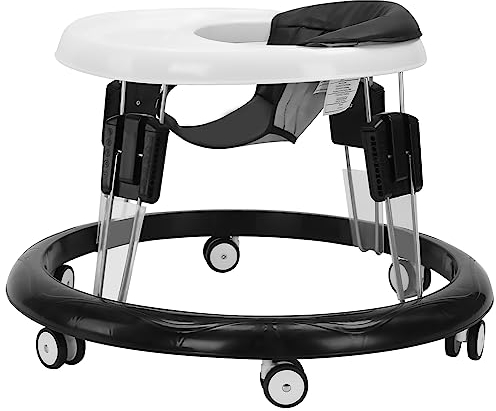 UBRAVOO Baby Lauflernhilfe, Höhenverstellbare Gehhilfe Baby mit Universalrädern, Lauflerwagen for Baby ab 6-18 Monate Mädchen & Jungen, ZM-01, Schwarz (Schwarz)