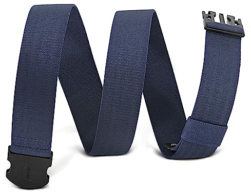 WHIPPY Elastischer Gürtel Herren Verstellbarer Outdoor Stretchgürtel Unisex Arbeitsgürtel für Damen Herren Stoffgürtel mit Kunststoffschnalle,Navy blau 110cm