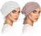 2er Turban Damen Frauen Undercap Hijab Cap Unterschal Mütze Islamische Muslimische mit Tie Back Solid Color Hijab Mütze Kopfbedeckung Kopftuch (Weiß, Helles Khaki)