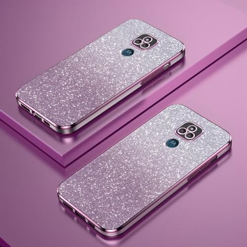 Verlaufsglitzer Elektroplattierte Transparente Hülle Kompatibel mit Motorola Moto E7 Plus/Moto G9 Play Case TPU Schlankem StoßFestem Handyhülle