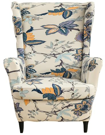 EBETA Funda de sillón para sillón con Orejas Completo, Funda Reclinable de Orejero (Amapola)