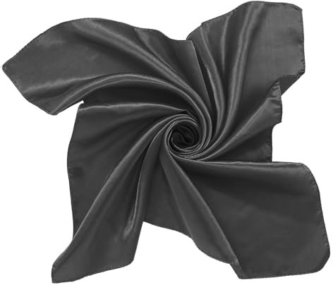 Lusofie Vintage Schal Chiffon Schal Quadratischer Halstuch Taschentuch Halstücher Damen Vintage Bandschal Seidenschal für Damen und Mädchen 60 × 60 cm (Schwarz)