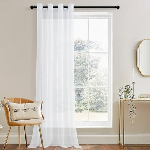 MRTREES Vorhang weiß raumteiler Vorhang Stores gardinen transparent leinenoptik Weihnachten, 150cm hoch 200cm Berit 1er Set