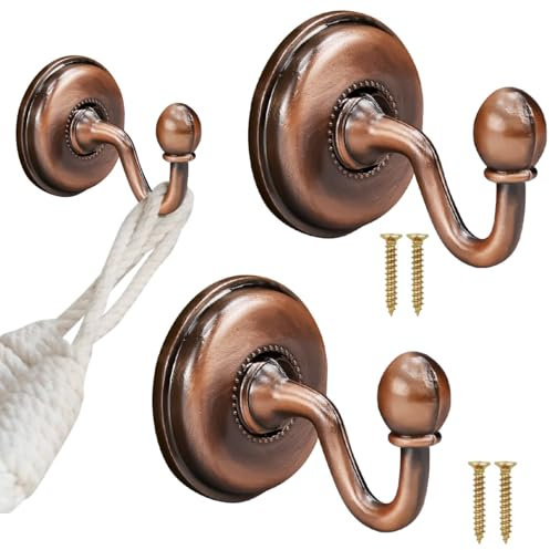 CODIRATO 2 Stücke Vintage Raffhalter Vorhang Haken Metall Raffhalter Vorhanghaken Retro Gardinehalter Wandhalterung mit Schrauben Legierung Gardinen Halterung für Wohnzimmer, Schlafzimmer, Rotbronze