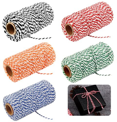 Fyfjur Fil Macramé 2mm, 5 Rouleau Couleurs Corde Macramé, Macrame Corde Ficelle Macramé pour Le Bricolage, La Pâtisserie, LEmballage de Cadeaux de Noël, la Fleuristerie, Le Jardinage (Coloré, 500M)