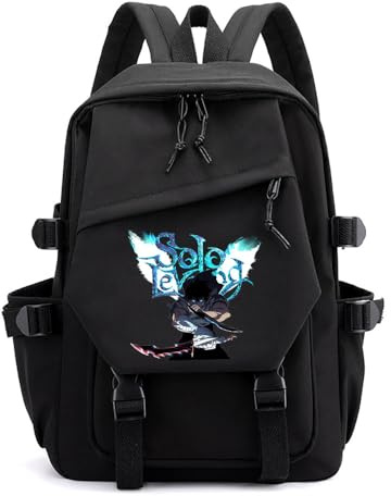 Sageam Anime Solo Leveling Merch Campus Rucksäcke Cartoon Schulranzen mit Laptopfach für Teenager Jungen Mädchen