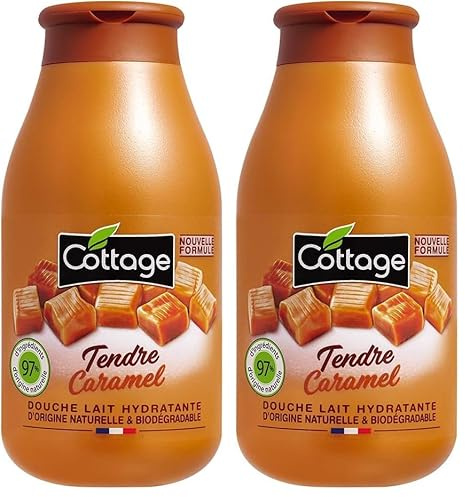 Cottage Douche Lait Hydratante Tendre Caramel 97% d’Ingrédients d’Origine Naturelle 250 ml (Lot de 2)
